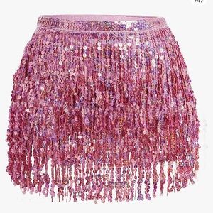 Pink Glitter Tassel Skirt